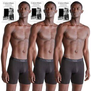 Set of 3 Calvin Klein Embossed Icon Micro Long Boxer Brief - Black - Size Large